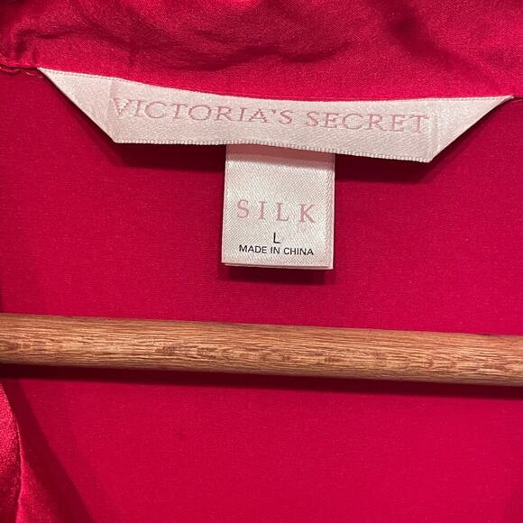 Vintage Victoria’s Secret 100% Silk Pajama Set | Red + Tiger Cuffs, Large Rare - Picture 4 of 10